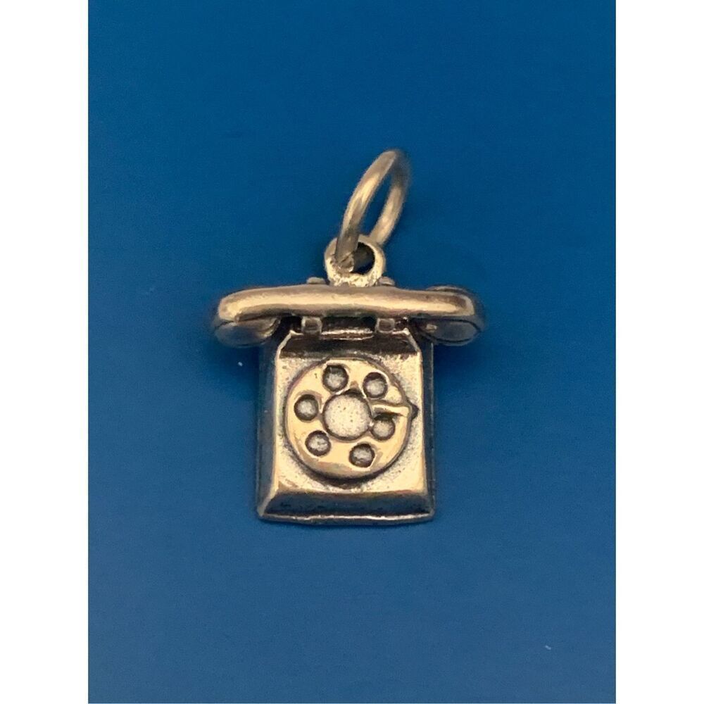 .925 Phone Rotary Sterling Silver Jewelry Charm #phone